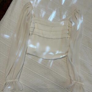 Abercrombie & Fitch Puff Sleeve Ruched Bodice Square Neck Blouse